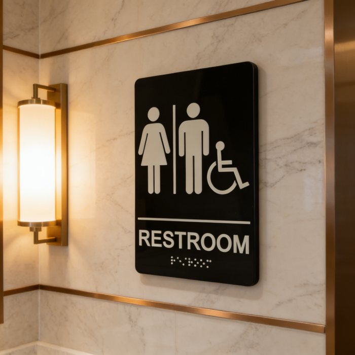 Unisex Braille Restroom Sign