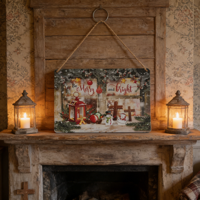 Vintage Christmas Metal Sign